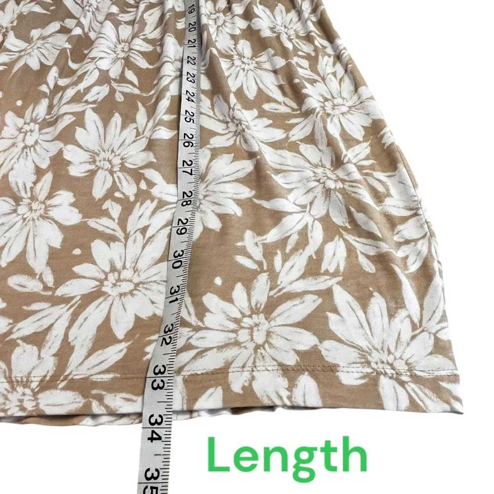 Women's Loft Stretch Jersey Tank Sun Dress, MP, Tan White Floral Print - Picture 10 of 16